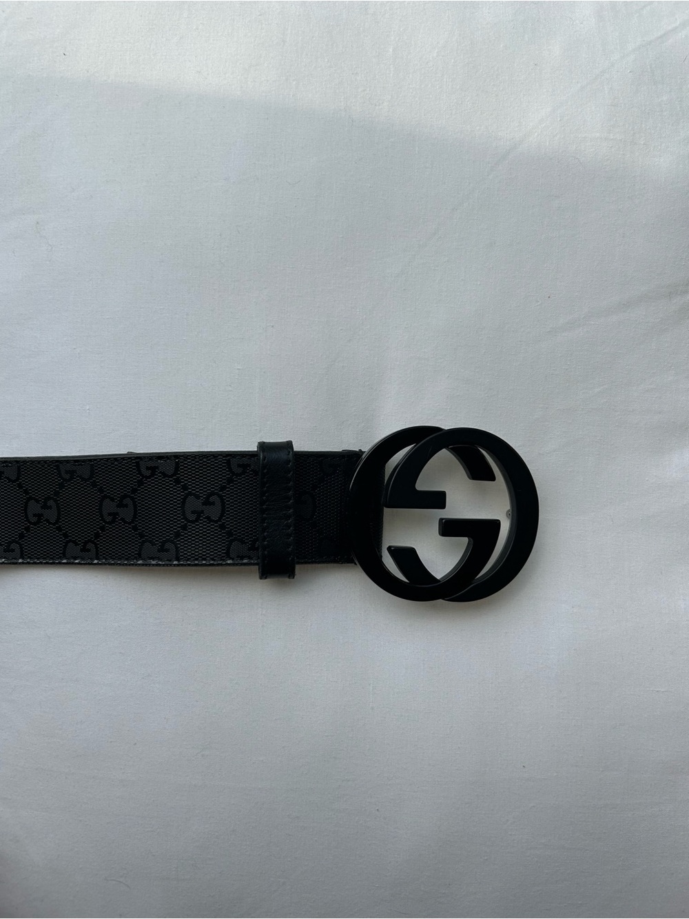 Gucci Men’s Black GG Monogram Belt with BLACK Double G Buckle